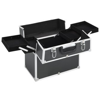 Make-up koffer 37x24x35 cm aluminium zwart 2