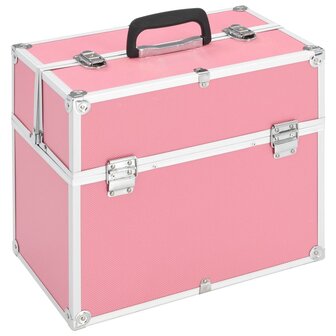 Make-up koffer 37x24x35 cm aluminium roze 1