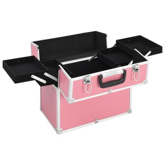 Make-up koffer 37x24x35 cm aluminium roze 2