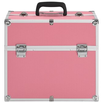 Make-up koffer 37x24x35 cm aluminium roze 3