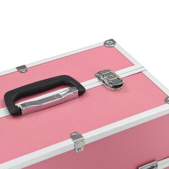 Make-up koffer 37x24x35 cm aluminium roze 5