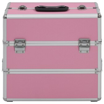 Make-up koffer 37x24x35 cm aluminium roze 2