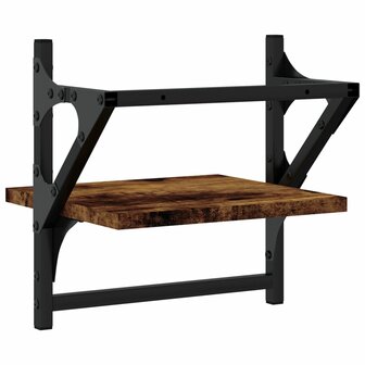 Wandschappen met stangen 2 st 30x25x30 cm gerookt eikenkleurig 7