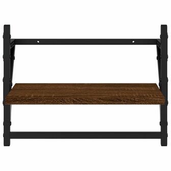 Wandschappen met stangen 2 st 40x25x30 cm bruin eikenkleur 5