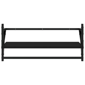 4-delige Wandschappenset met stangen bewerkt hout zwart 6