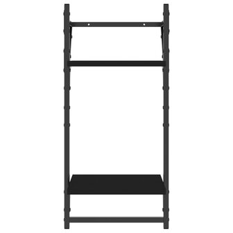 4-delige Wandschappenset met stangen bewerkt hout zwart 8