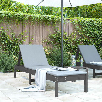 Ligstoel 199,5x60x74 cm massief grenenhout grijs 1