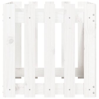 Plantenbak met hekontwerp 50x50x50 cm massief grenenhout wit 5