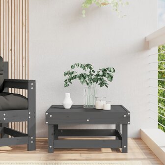 Tuinvoetenbank massief grenenhout grijs 3