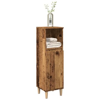 Badkamerkast 30x30x100 cm bewerkt hout oud houtkleurig 3