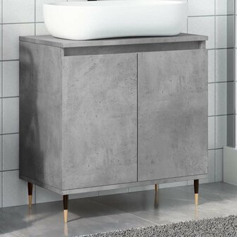 Badkamerkast 58x33x60 cm bewerkt hout betongrijs 1