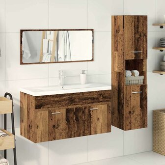 4-delige Badkamermeubelset bewerkt hout oud houtkleurig 3
