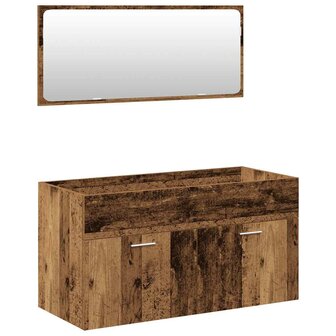 4-delige Badkamermeubelset bewerkt hout oud houtkleurig 4