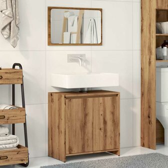 2-delige Badkamermeubelset bewerkt hout artisanaal eikenkleur 3