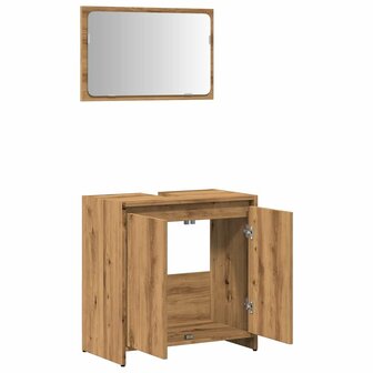 2-delige Badkamermeubelset bewerkt hout artisanaal eikenkleur 8