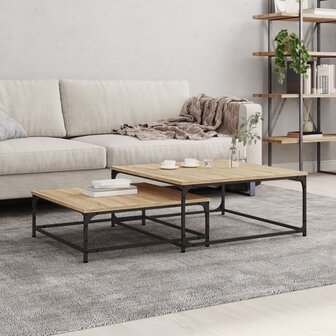 2-delige Tafeltjesset bewerkt hout sonoma eikenkleurig 1