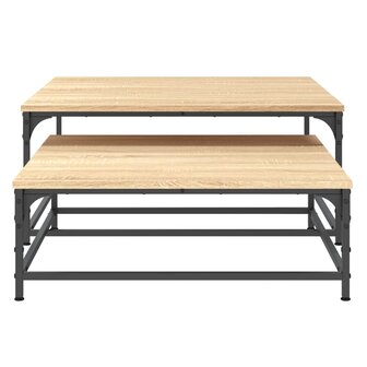 2-delige Tafeltjesset bewerkt hout sonoma eikenkleurig 5