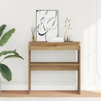 Wandtafel 80x30x80 cm bewerkt hout artisanaal eikenkleurig 1