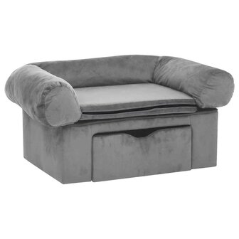 Hondenbank met lade 75x50x38 cm pluche grijs 2