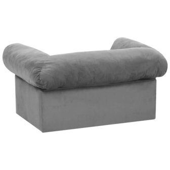 Hondenbank met lade 75x50x38 cm pluche grijs 6