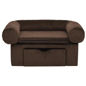 Hondenbank met lade 75x50x38 cm pluche bruin 3