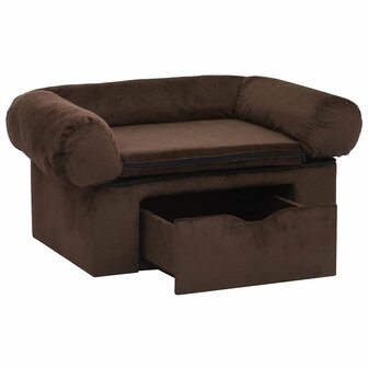 Hondenbank met lade 75x50x38 cm pluche bruin 4