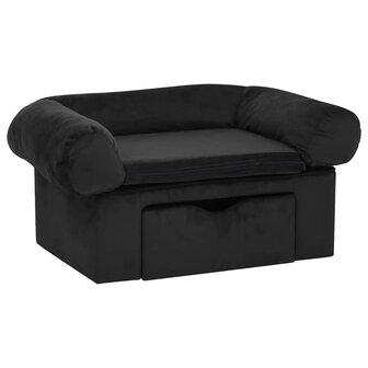 Hondenbank met lade 75x50x38 cm pluche zwart 2