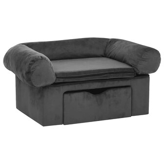 Hondenbank met lade 75x50x38 cm pluche donkergrijs 2
