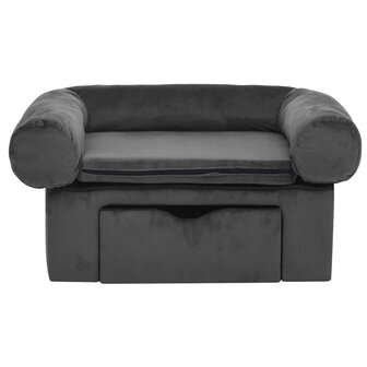 Hondenbank met lade 75x50x38 cm pluche donkergrijs 3