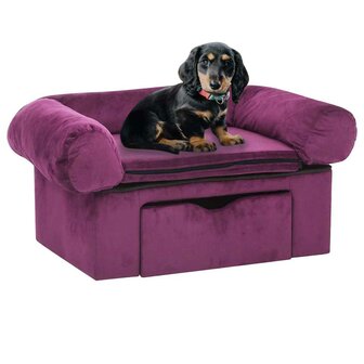 Hondenbank met lade 75x50x38 cm pluche bordeauxrood 1