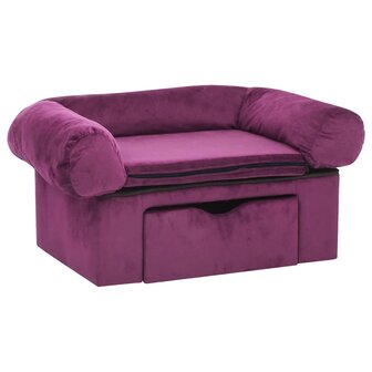 Hondenbank met lade 75x50x38 cm pluche bordeauxrood 2