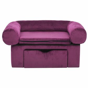 Hondenbank met lade 75x50x38 cm pluche bordeauxrood 3