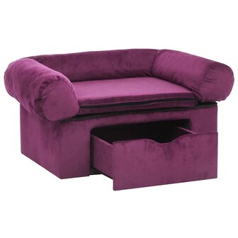 Hondenbank met lade 75x50x38 cm pluche bordeauxrood 4