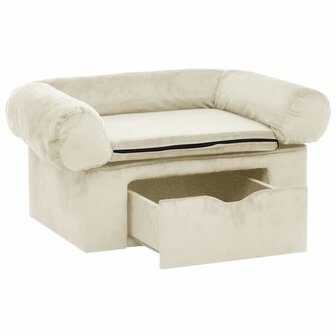 Hondenbank met lade 75x50x38 cm pluche cr&egrave;mekleurig 4
