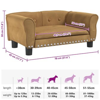 Hondenmand 70x45x30 cm fluweel bruin 7
