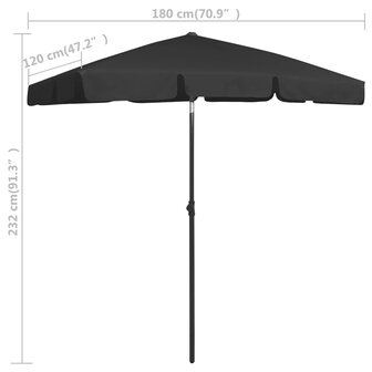 Strandparasol 180x120 cm zwart 8