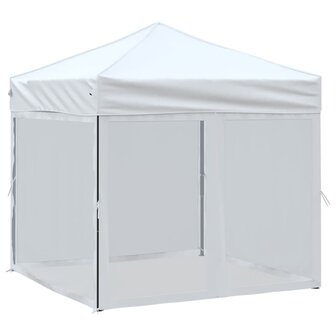 Partytent inklapbaar met zijwanden 2x2 m wit 2