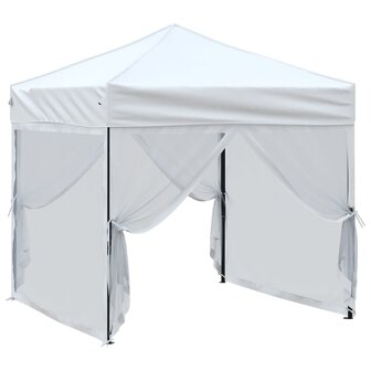 Partytent inklapbaar met zijwanden 2x2 m wit 3
