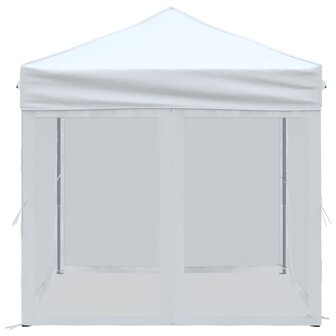Partytent inklapbaar met zijwanden 2x2 m wit 4