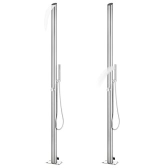 Buitendouche met grijze basis 225 cm roestvrij staal 2