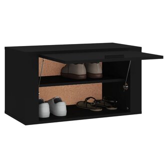 Wandschoenenkast 70x35x38 cm bewerkt hout zwart 4
