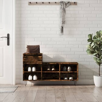 Schoenenkast 102x36x60 cm bewerkt hout gerookt eikenkleurig 1