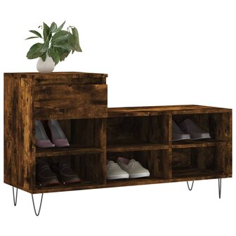 Schoenenkast 102x36x60 cm bewerkt hout gerookt eikenkleurig 3