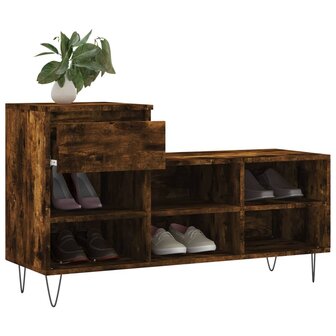 Schoenenkast 102x36x60 cm bewerkt hout gerookt eikenkleurig 4