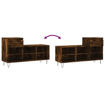 Schoenenkast 102x36x60 cm bewerkt hout gerookt eikenkleurig 9