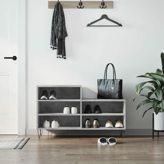 Schoenenkast 102x36x60 cm bewerkt hout betongrijs 1