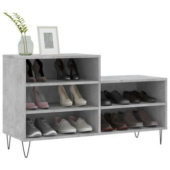 Schoenenkast 102x36x60 cm bewerkt hout betongrijs 3