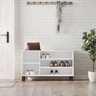 Schoenenkast 102x36x60 cm bewerkt hout hoogglans wit 1