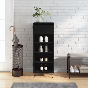 Schoenenkast 40x36x105 cm bewerkt hout zwart 1