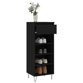 Schoenenkast 40x36x105 cm bewerkt hout zwart 4